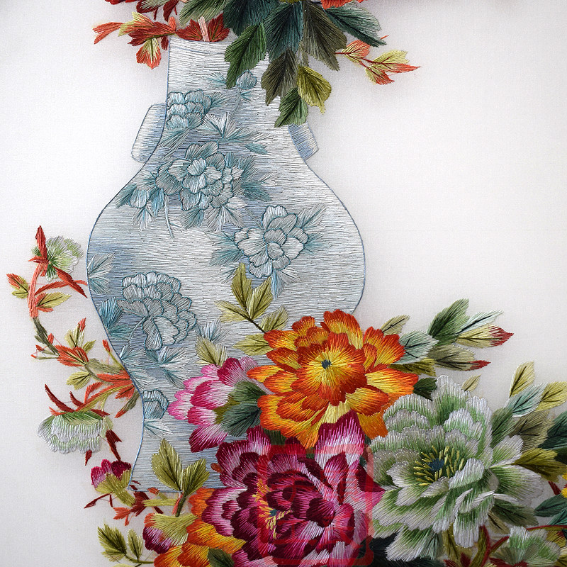 顾氏手工刺绣书香竖版玄关书房房中国风苏绣成品刺绣