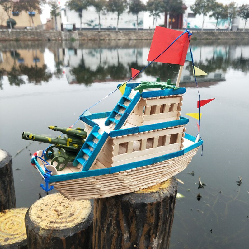 幼儿园diy制作雪糕轮船战斗军舰模型材料材料学模型制作工具