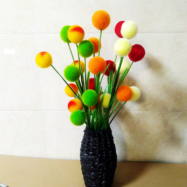 5头毛球幸运球仿真花束干花假花客厅摆放欧式仿真花