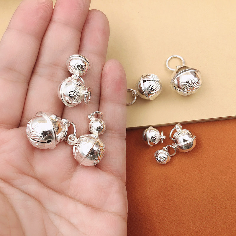 铃铛纯银挂件会响吊坠手链脚链手镯宝宝饰品项坠