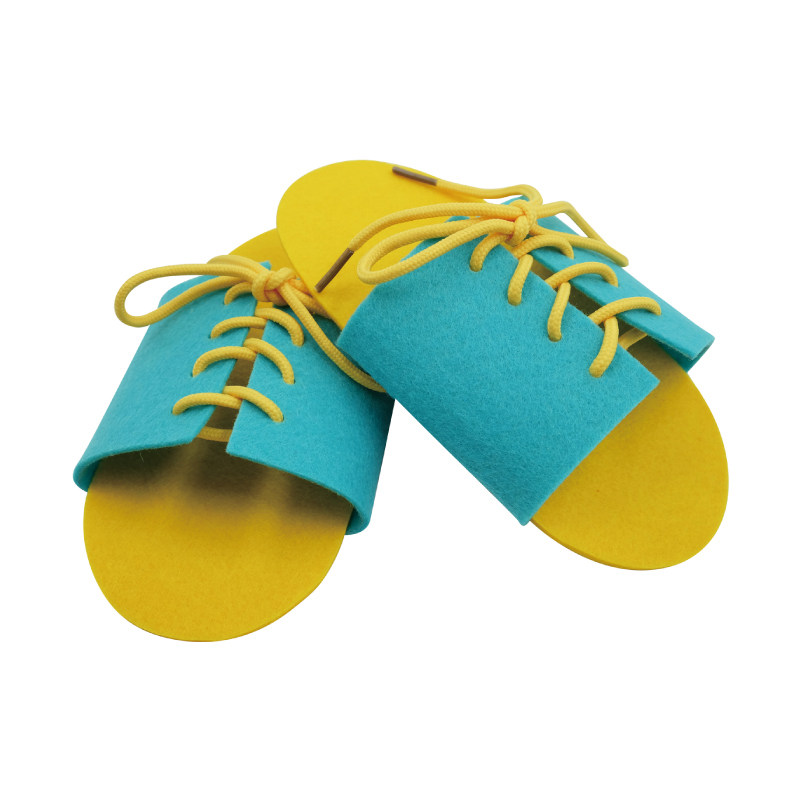 幼儿园活动区生活区域益智区角玩具自制绑系鞋带拖鞋穿线教具材料