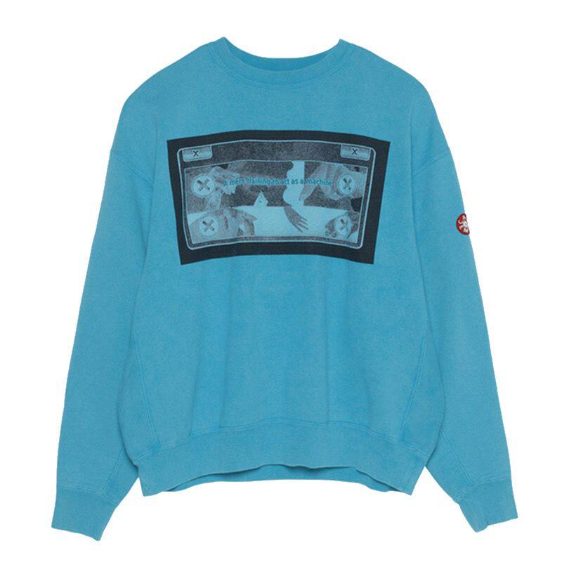 cavempt日潮ce鬼手印花圆领宽松卫衣水洗蜡染湖卫衣