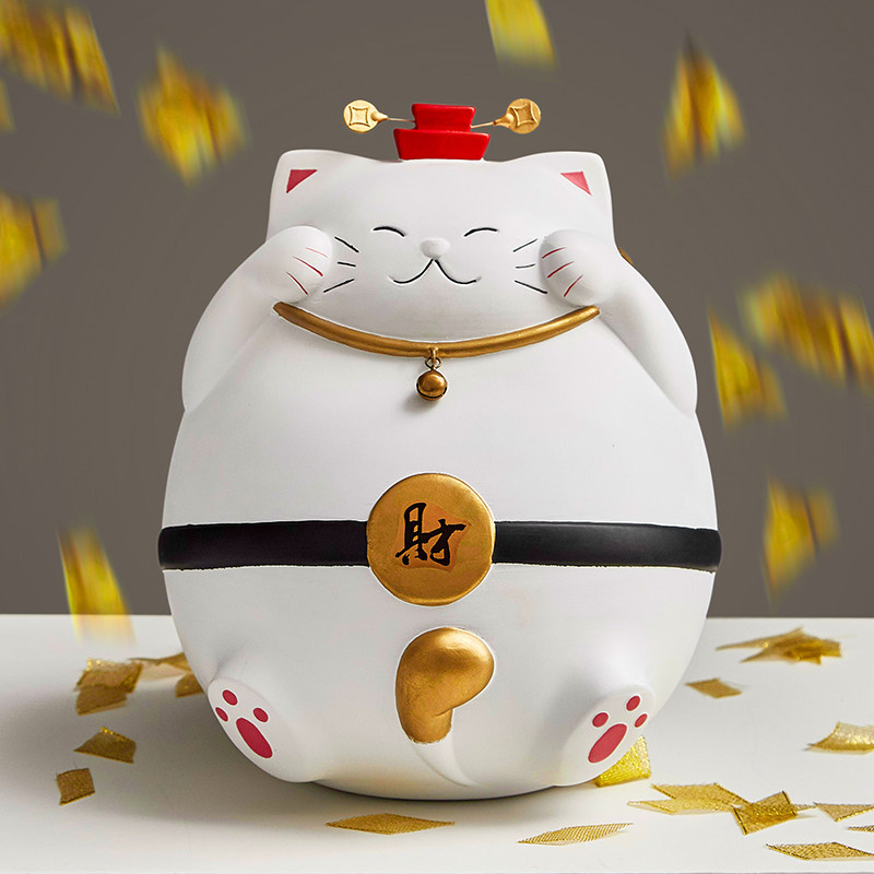 创意可爱招财猫摆件客厅家居饰品储物罐存钱酒柜电视柜摆件