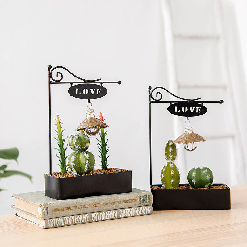 ins女生卧室床头创意小夜灯家居可爱仿真多肉摆件