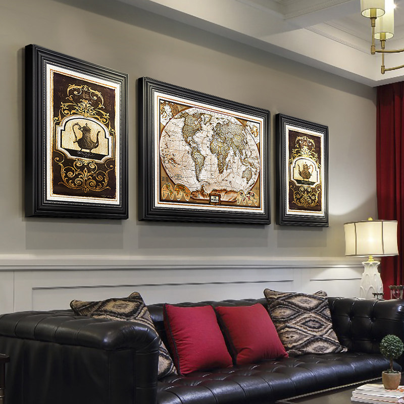 美式客厅装饰画沙发背景墙挂画复古壁画书房墙画现代装饰画