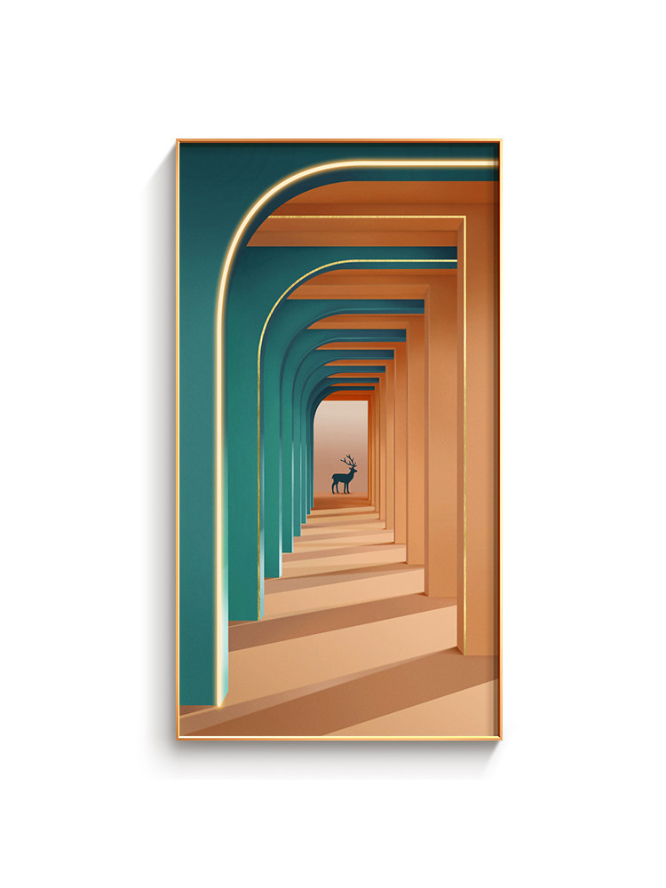 现代轻奢建筑led灯带装饰画玄关走廊过道挂画现代装饰画