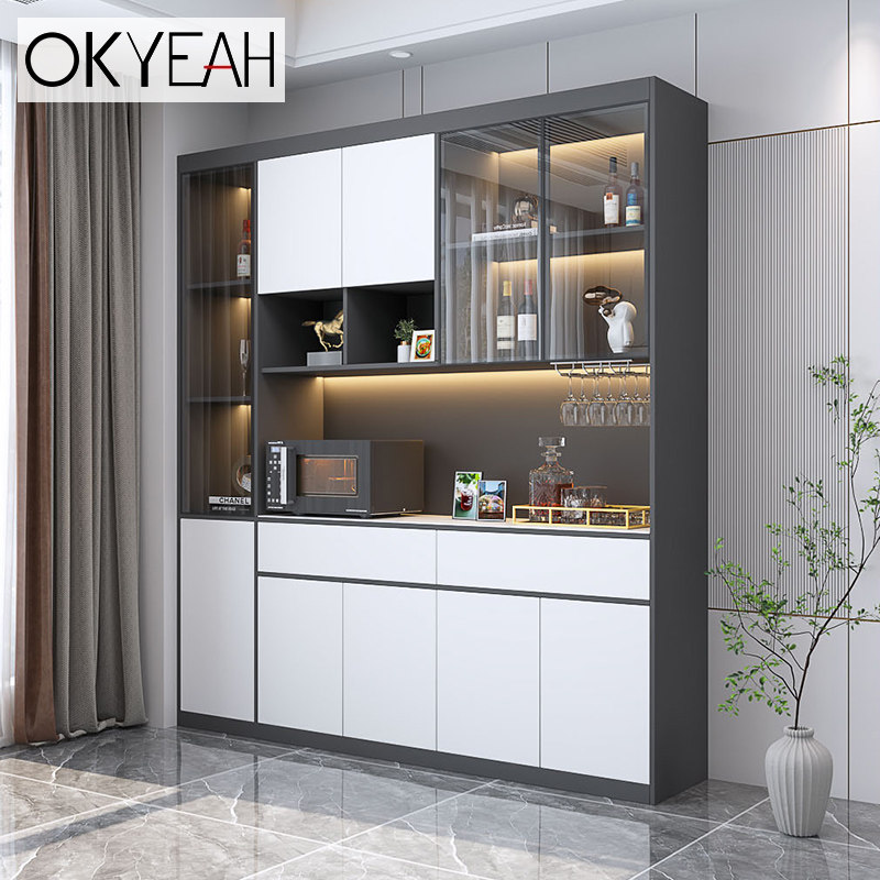 客厅轻奢岩板餐边柜酒柜一体靠墙置物茶水水柜餐边柜