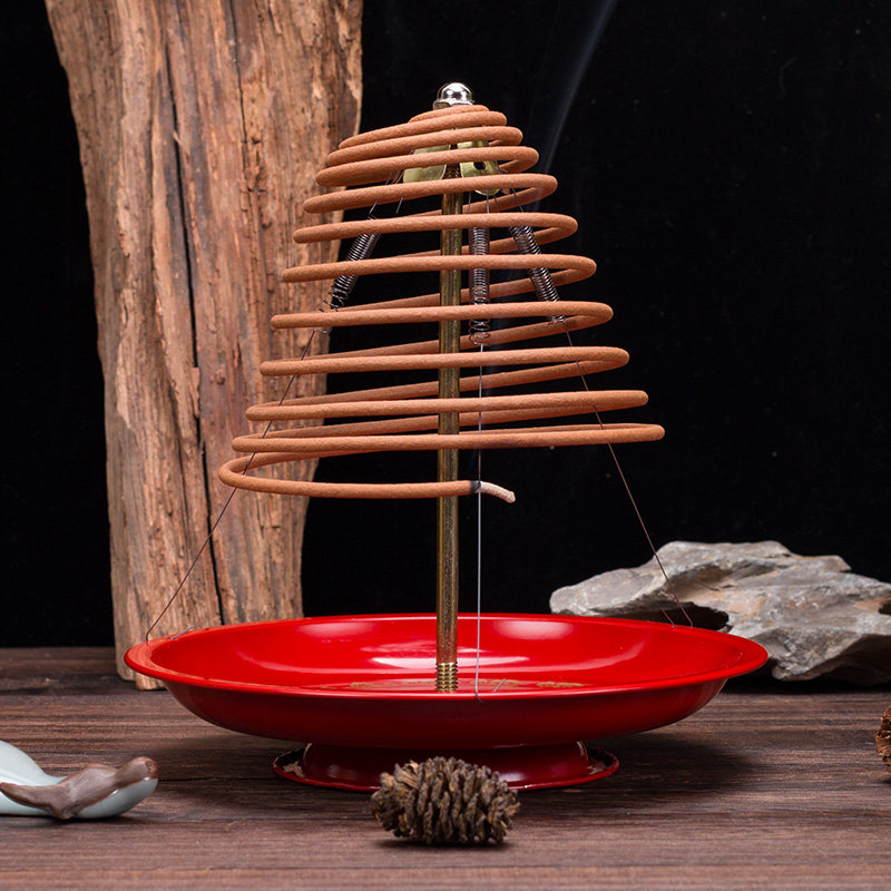 优彤12小时24小时盘香红色支架托盘檀香香炉熄灭香薰香料