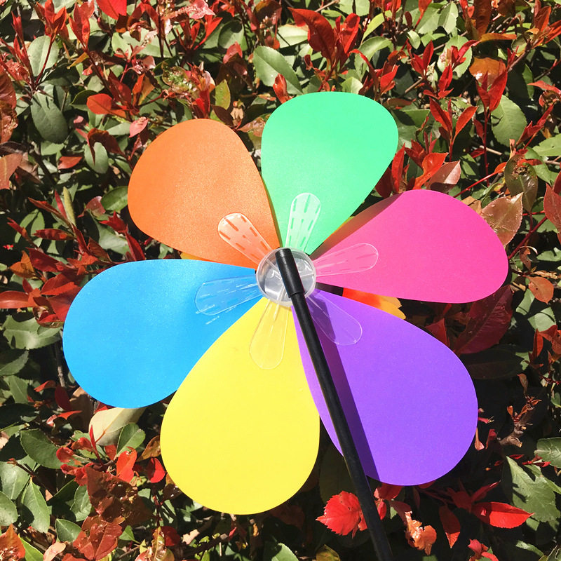 儿童玩具30cm太阳花户外风车地摊diy七彩向日葵热卖风车