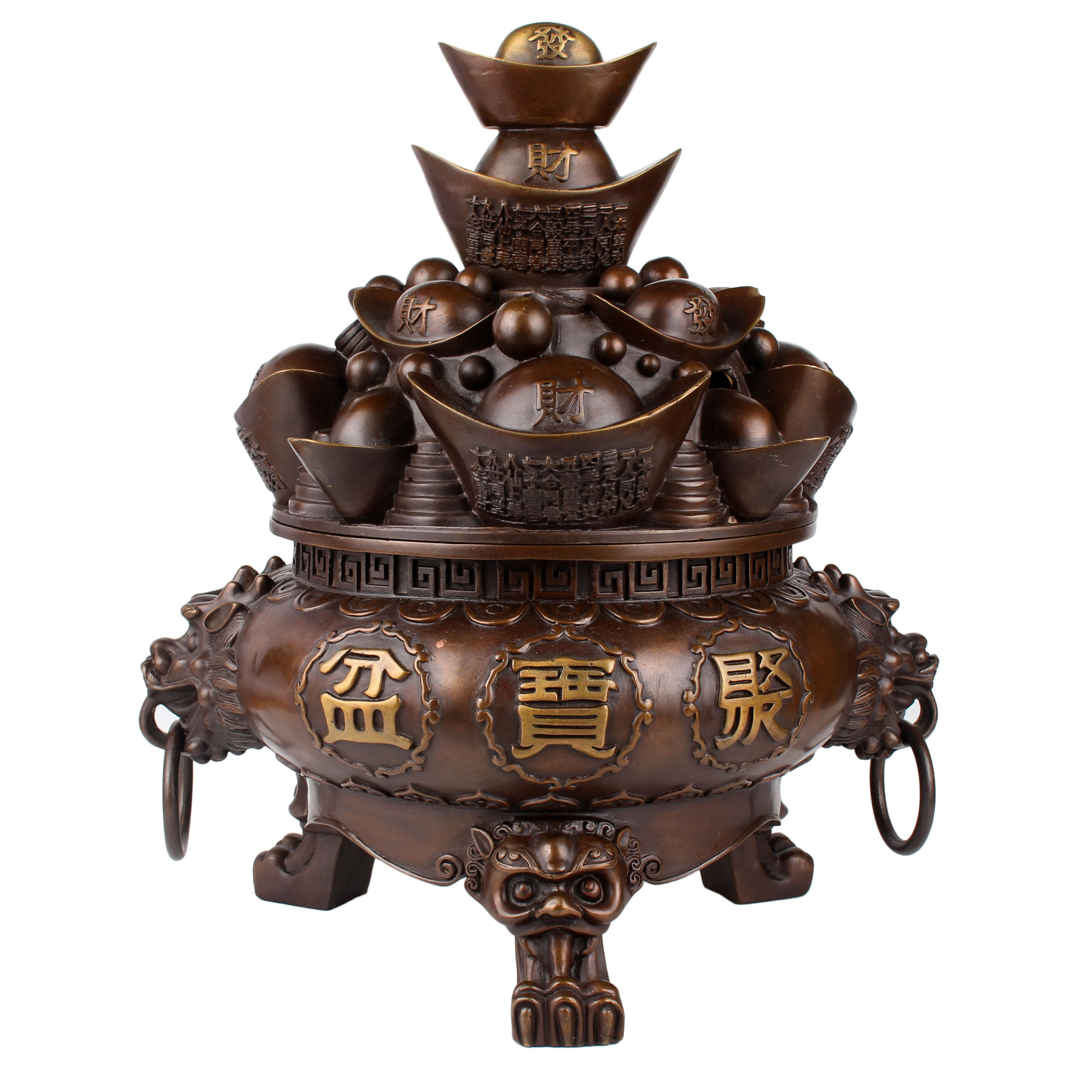 纯铜聚宝盆摆件大号招财工艺品家居公司摆件