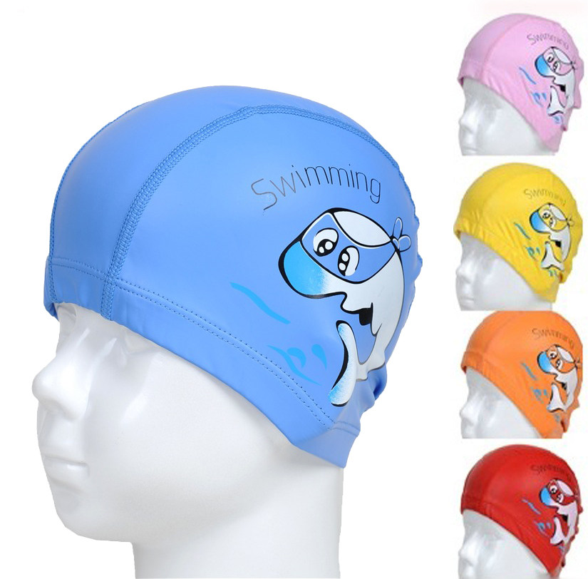 泳帽儿童卡通pu不勒头女童男孩女孩少年少年游游泳帽泳帽