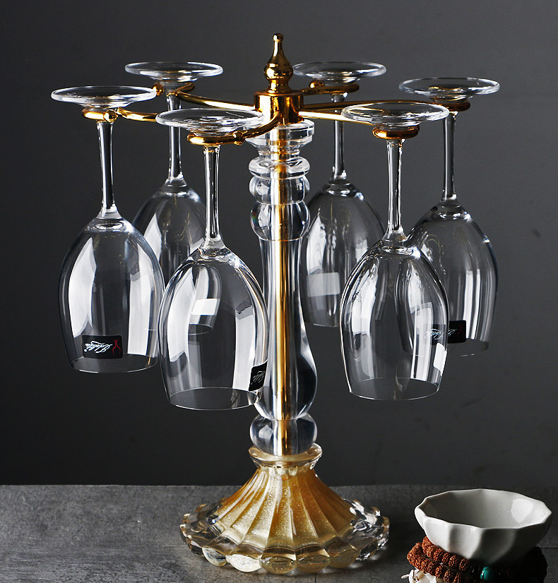 欧式奢华水晶玻璃红酒杯杯架客厅装饰家用倒挂香槟杯高脚杯架套装