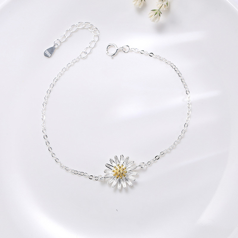 小雏菊纯银手链女夏韩版网红小清新花朵甜美文艺手链