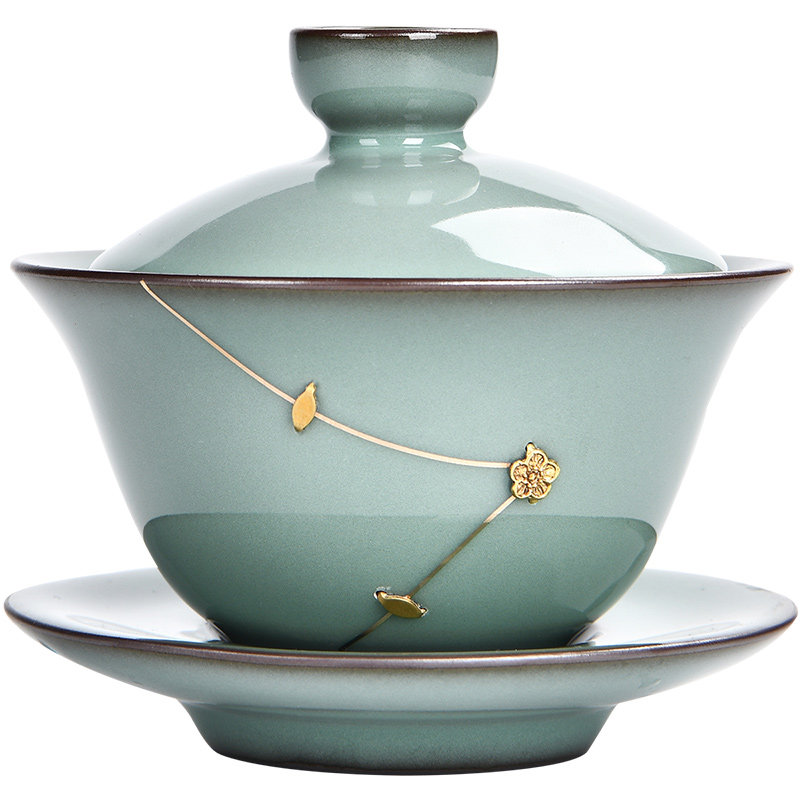 祥业官窑三才盖碗单个高端中式大号家用泡茶盖碗