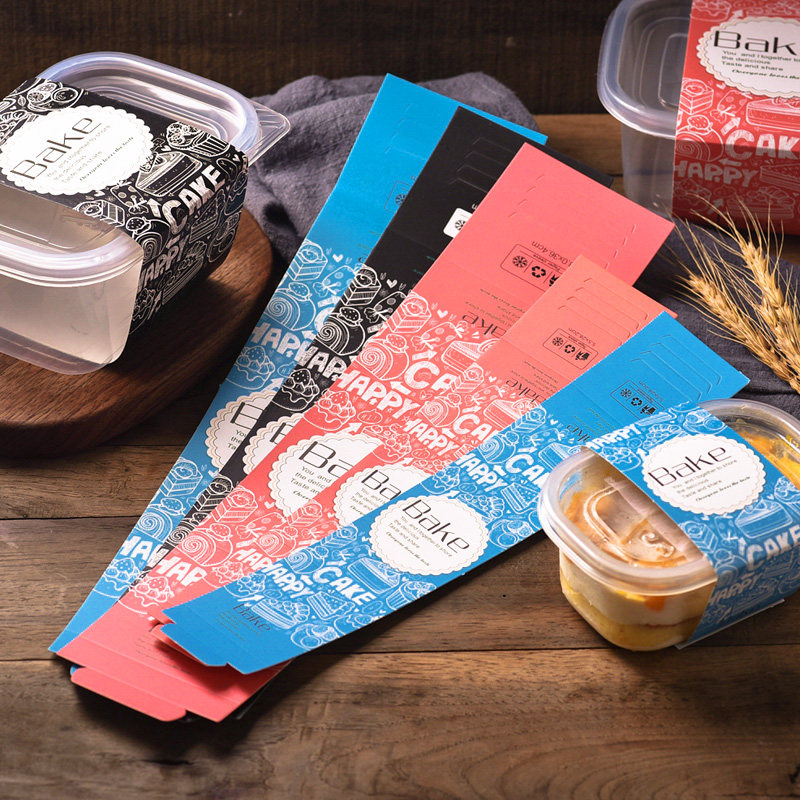 腰封纸5张 豆乳水果千层盒子腰条 千层甜品蛋糕盒子纸腰封封口