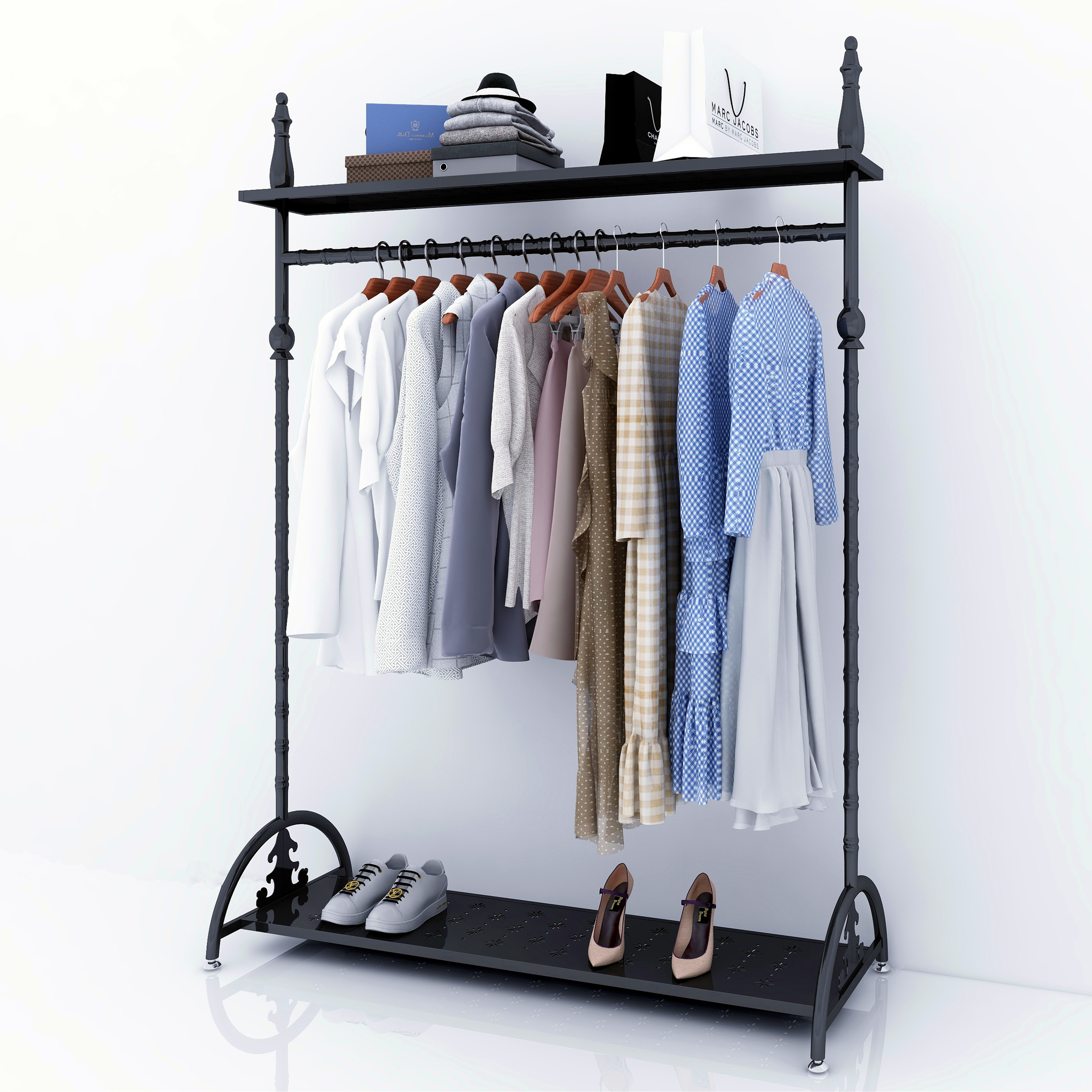 挂衣衣架落地卧室家用单杠阳台晾衣架简易组装置地