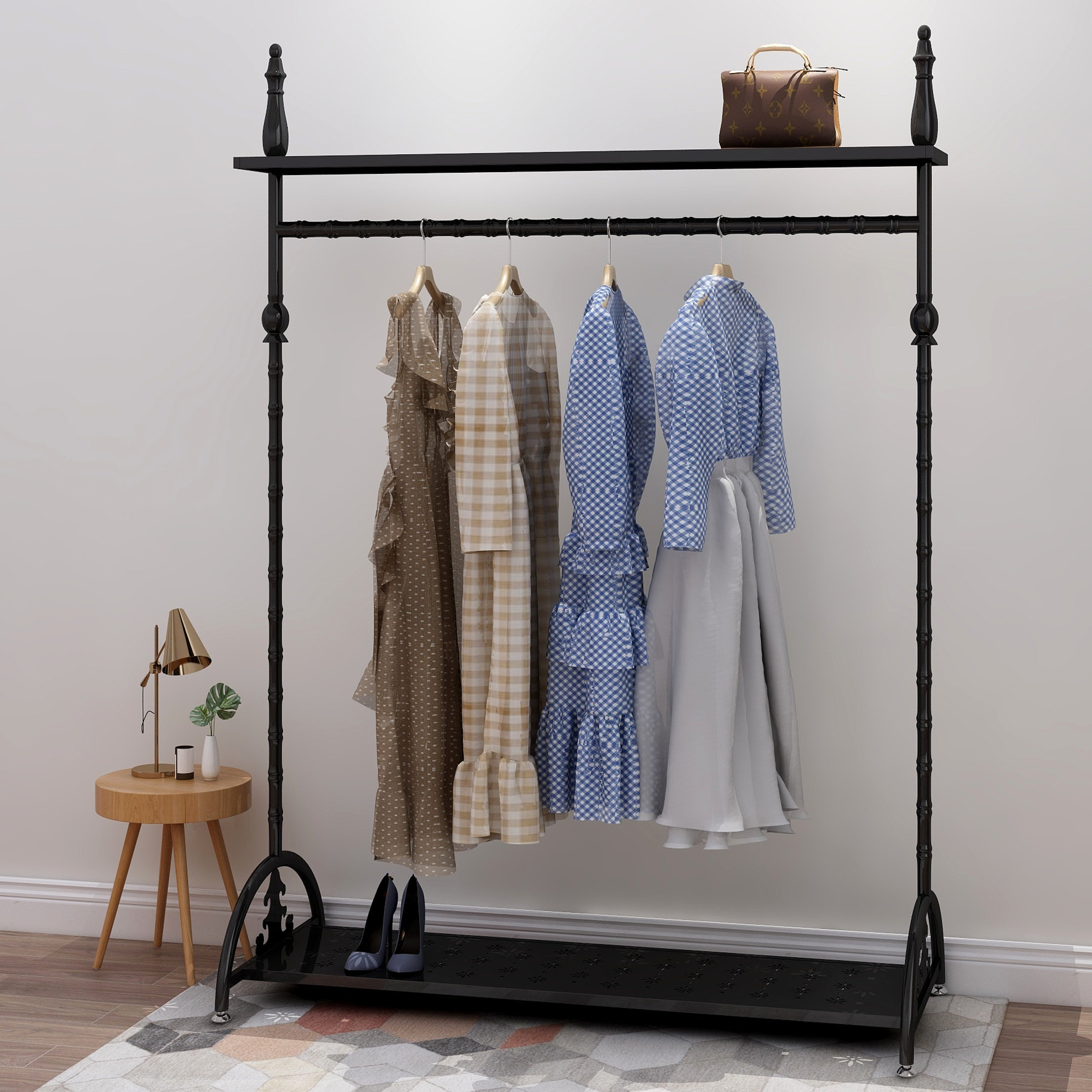 挂衣衣架落地卧室家用单杠阳台晾衣架简易组装置地