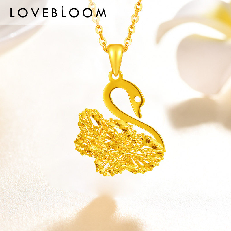 黄金项链吊坠金吊坠天鹅纯金9999足金24k金项链颈饰