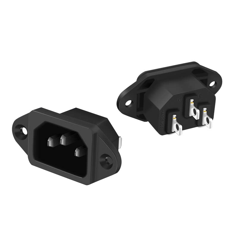 品字电源插座ac10a黄铜3脚耳朵电动车电脑防尘连接器