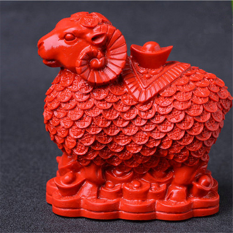 摆件大山山羊托宝风水台湾原色朱砂帝王生肖羊摆件
