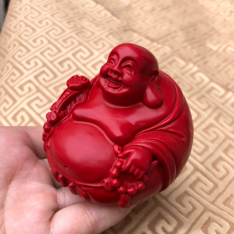 帝王如意赐福招财弥勒风水摆件朱砂笑佛大肚摆件