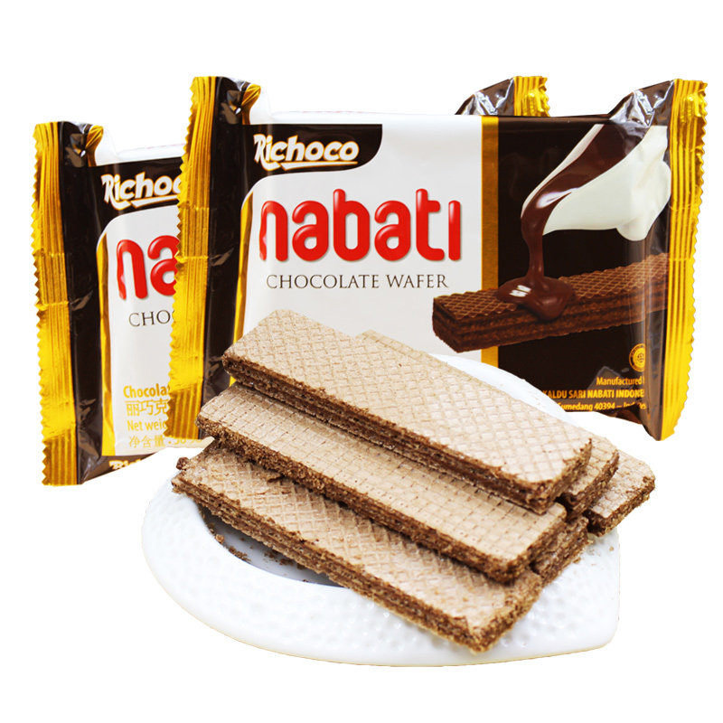 印尼进口richeese丽芝士nabati巧克力香草味奶酪威化饼干58g零食
