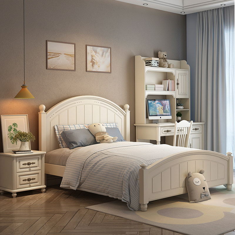 北欧现代简约男孩12m儿童床卧室多功能储物高箱15m青少年单人床