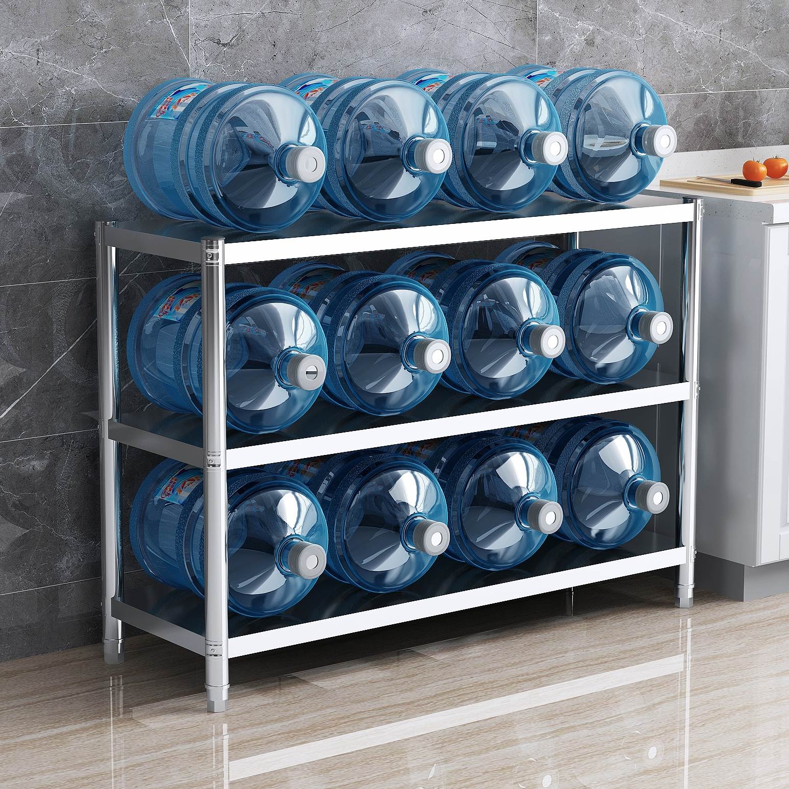 厨房置物架不锈钢货架橱柜多功能收纳三层灶台台架厨房置物架