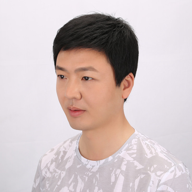 假发套男短发帅气真人发丝中老年男士真发假发头套自然头顶遮白发