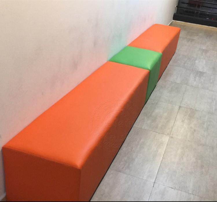 幼儿园早教中心软包长条沙发凳组合游乐园儿童试换鞋凳长方形凳子