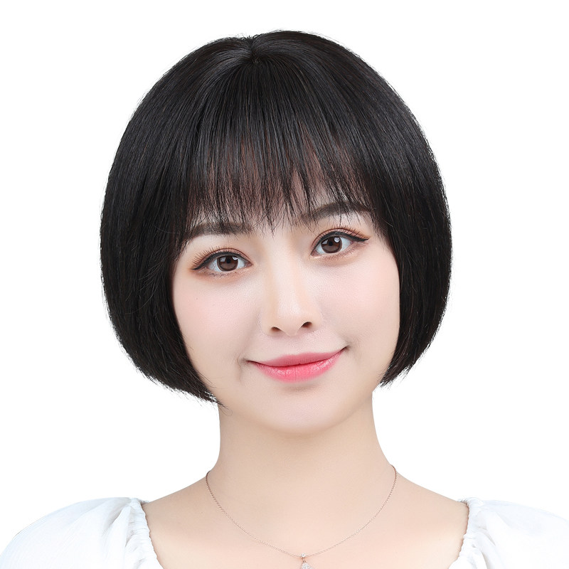 假发短发真人发丝bobo波波头中中老年妈妈头套整顶假发