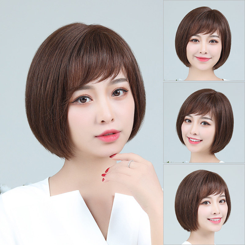 假发短发真人发丝bobo波波头中中老年妈妈头套整顶假发