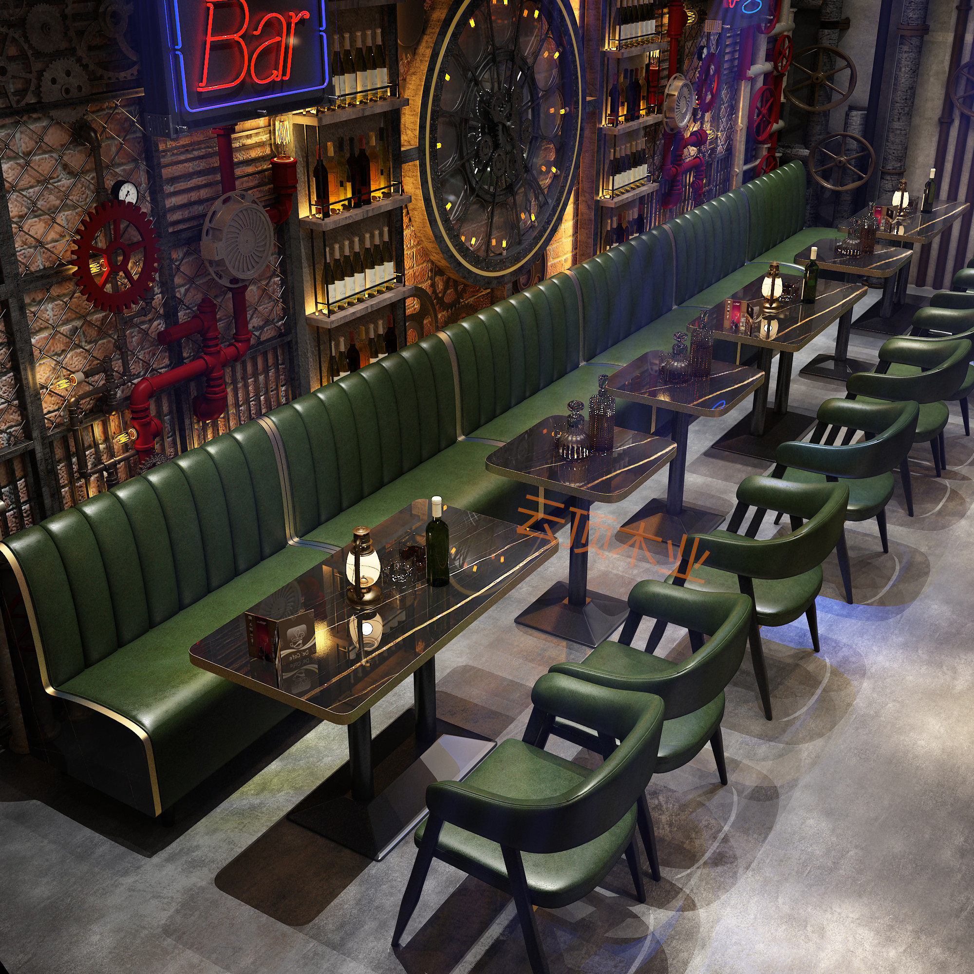 复古工业酒吧清吧桌椅组合奶茶茶店咖啡厅音乐餐厅卡座