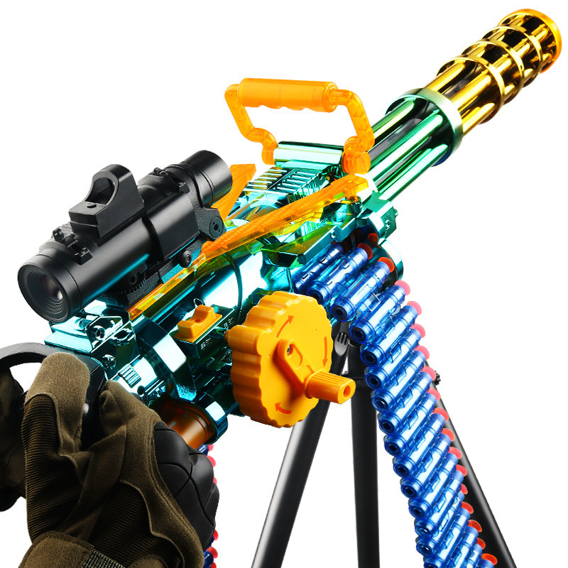 黄金加特林电动连发软弹玩具m2重机枪机关枪仿真电动玩具枪