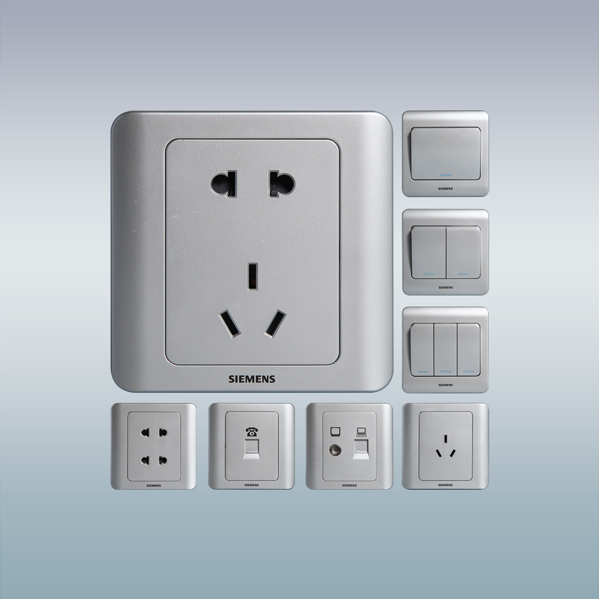 西门子开关插座远景彩银五孔86型家用二三插带开关官方旗舰店