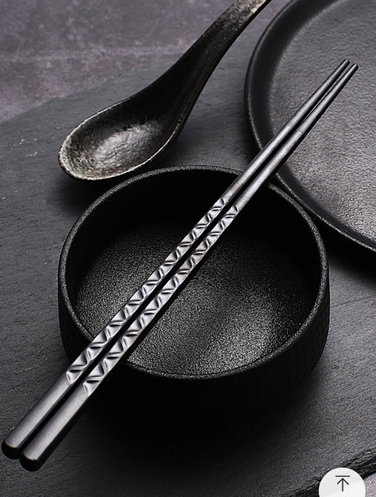 古风中式筷子10双黑色合金24cm家用2022新款筷子