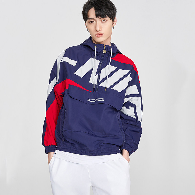 李宁外套2021新款国潮梭织防风风衣半拉拉链运动风衣