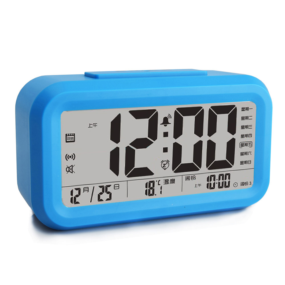 传光usb可充电夜光静音学生床头闹钟 多功能智能数字音乐电子时钟
