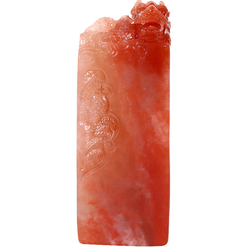 melinda梅林达川料俏色神龙印章南红玛瑙天然玉石摆件