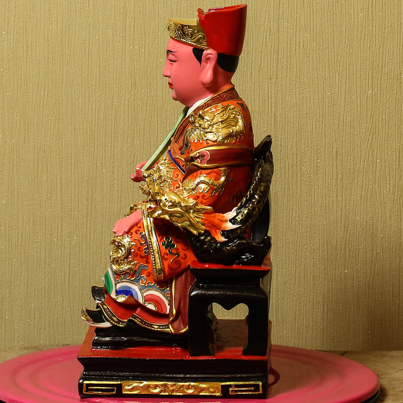 供奉班德拉斯司命灶君王爷神像摆件香樟手工彩绘摆件