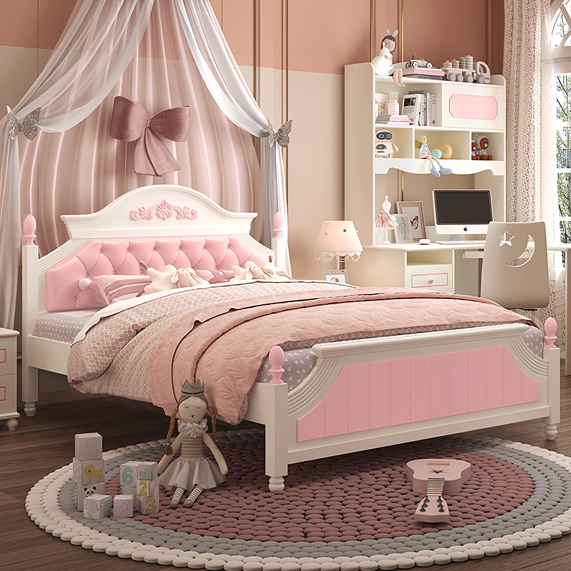 公主床女孩儿童床家具软包女儿房单人床1.5米1.