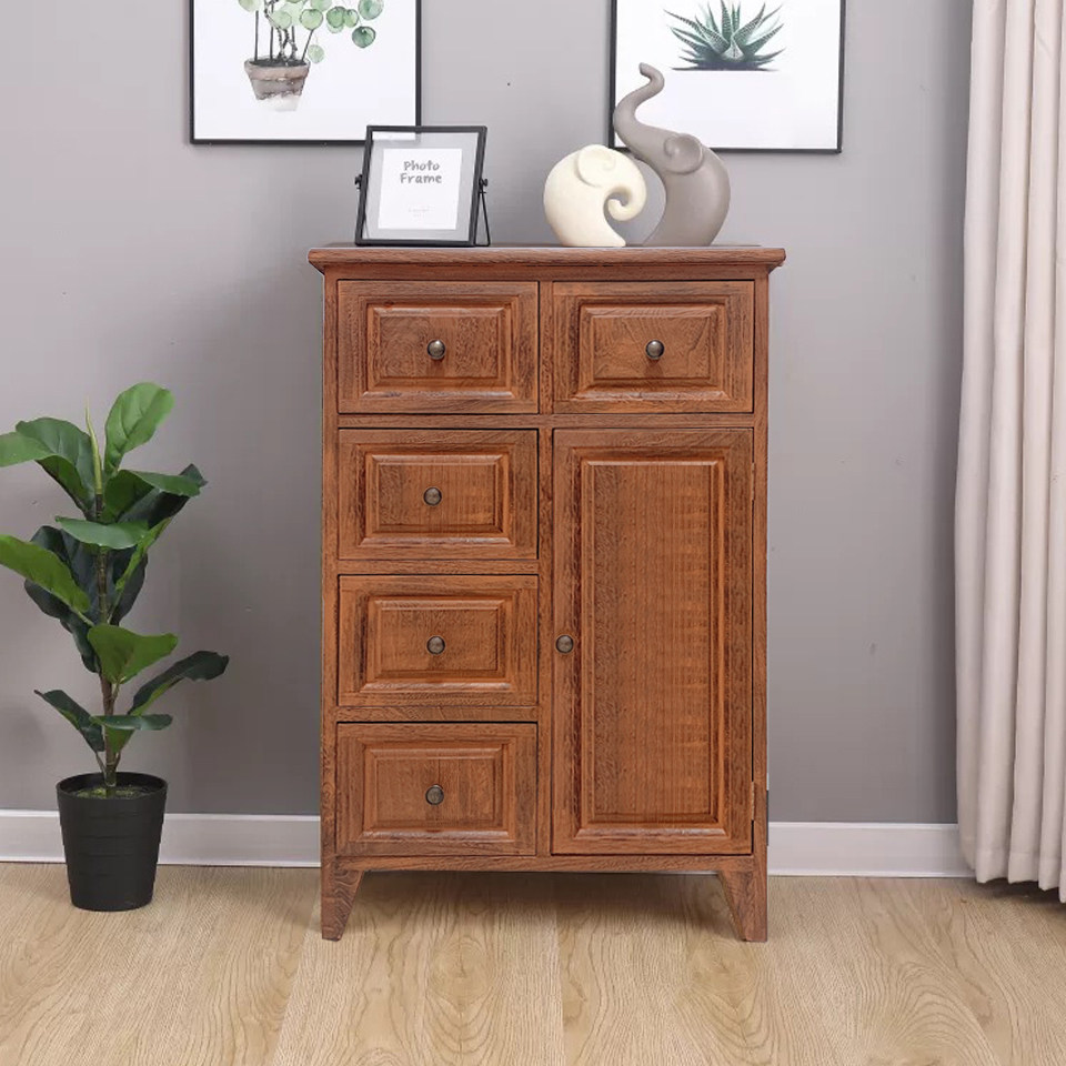 带门实木美式卧室收纳靠墙小柜子