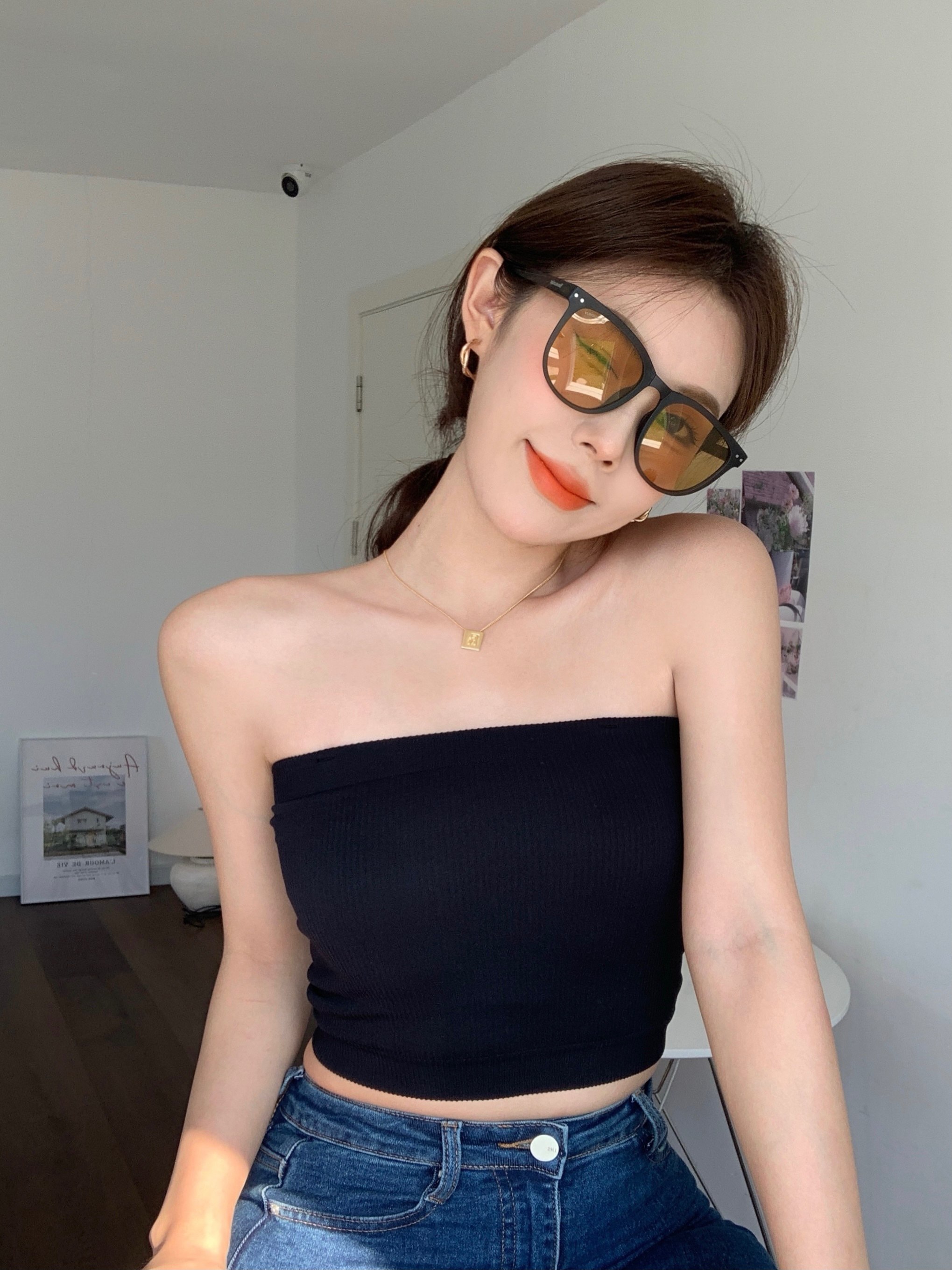 纯色抹胸内衣吊带背心女带胸垫秋装外穿美背抹胸