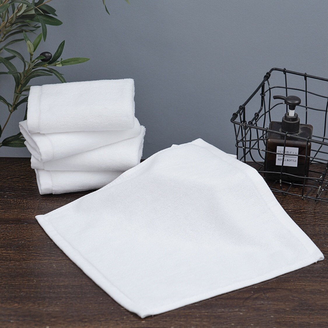 酒店宾馆会所专用白色小方巾纯棉加厚幼儿园ktv四方毛巾厂家批蕟
