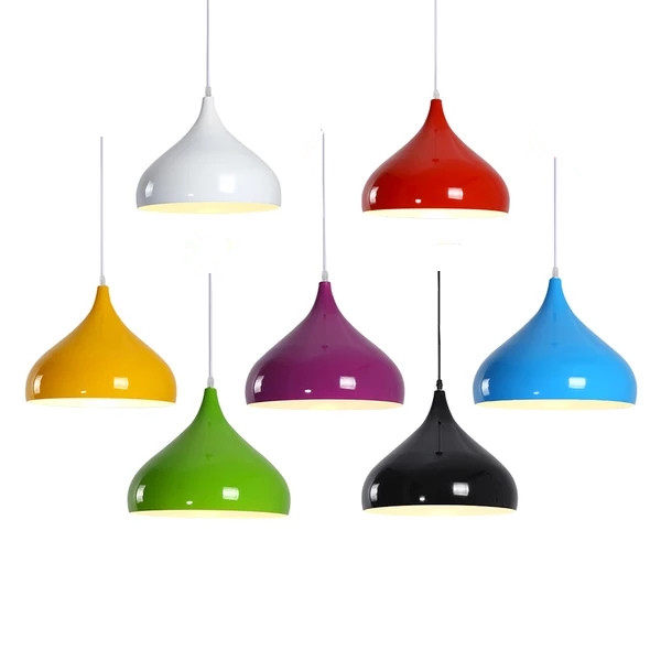 北欧彩色罩子吊灯店铺商用单头游乐场吊灯