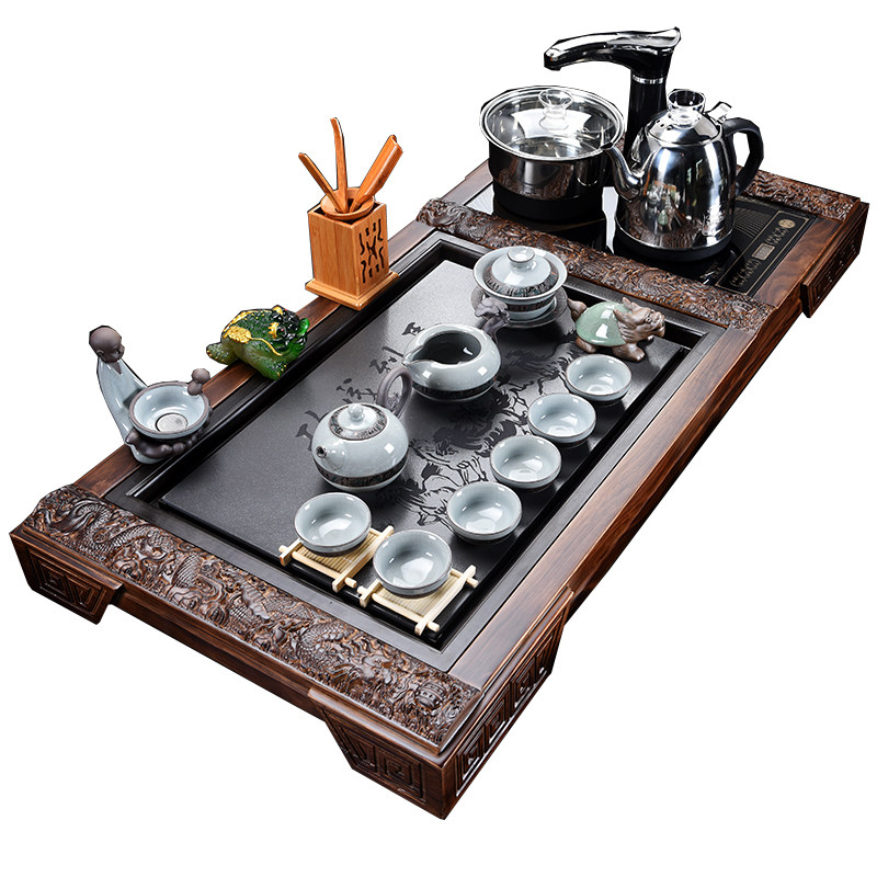 家用紫砂功夫陶瓷茶具套装整套全自动四合一茶台茶海实木石材茶盘