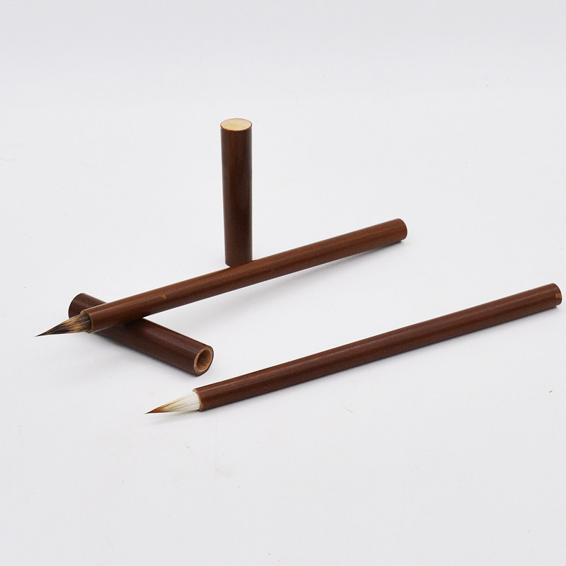 汉官红竹万年便携笔帽小楷紫毫狼毫狼羊兼毫毛笔