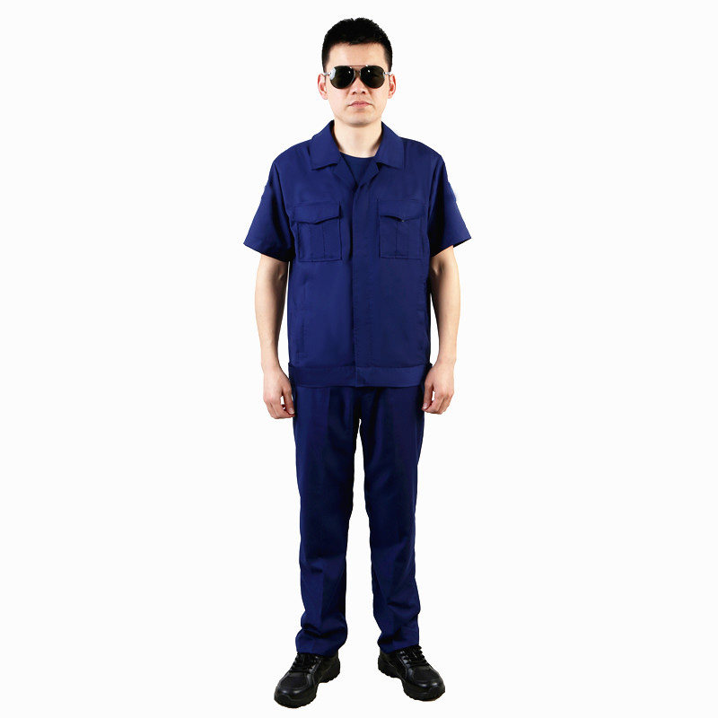 新款际华消防备勤夏季短袖夹克套装蓝色救援作训外套