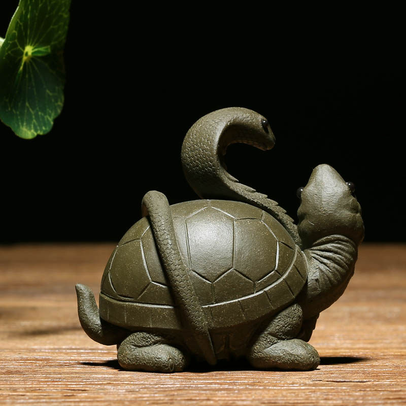 水土土陶名家手工紫砂茶宠龟蛇摆件精品可养茶道