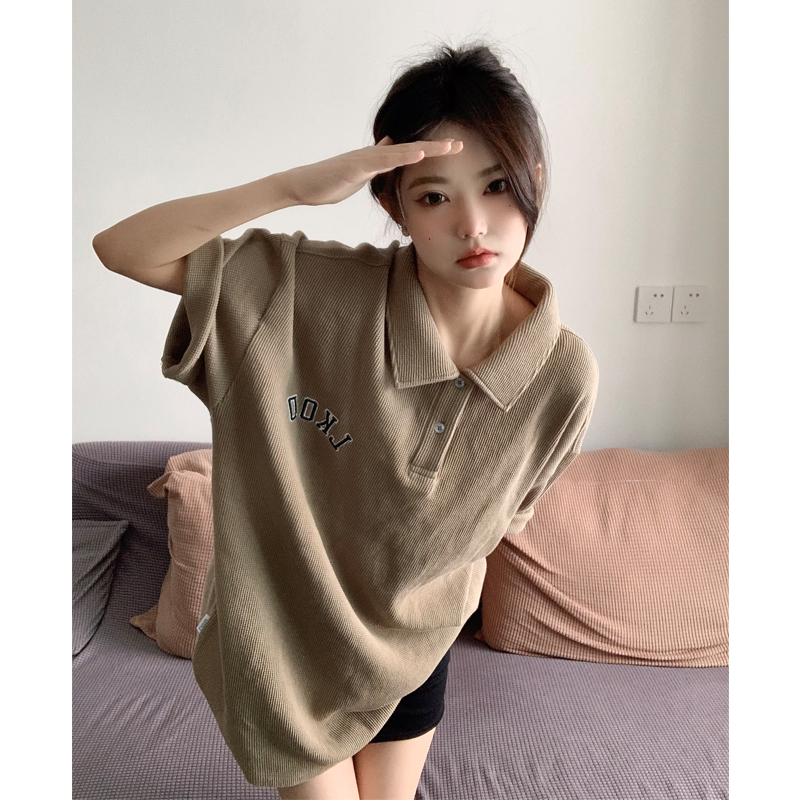 LKSTORE LKOD2022春夏新款华夫格休闲polo短袖保罗衫刺绣短袖tee